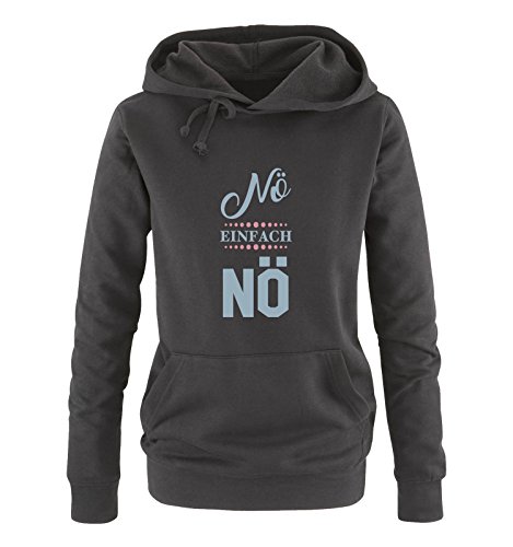 Comedy Shirts Nö einfach nö - Damen Hoodie - Schwarz/Eisblau-Rosa Gr. XXL von Comedy Shirts