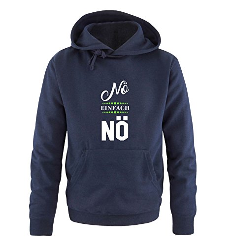 Comedy Shirts Nö einfach nö - Herren Hoodie - Navy/Weiss-Neongrün Gr. L von Comedy Shirts