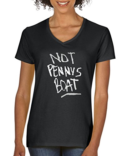 Comedy Shirts - Not Pennys Boat - Damen V-Neck T-Shirt - Schwarz/Silber Gr. XXL von Comedy Shirts
