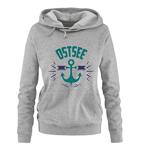 Comedy Shirts OSTSEE - Anker - Damen Hoodie - Grau/Türkis-Lila Gr. S von Comedy Shirts