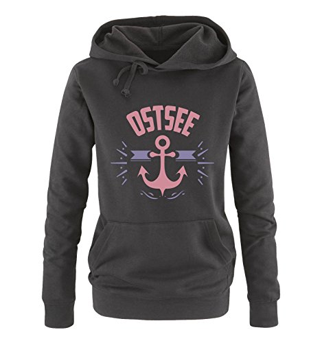 Comedy Shirts OSTSEE - Anker - Damen Hoodie - Schwarz/Rosa-Violett Gr. S von Comedy Shirts