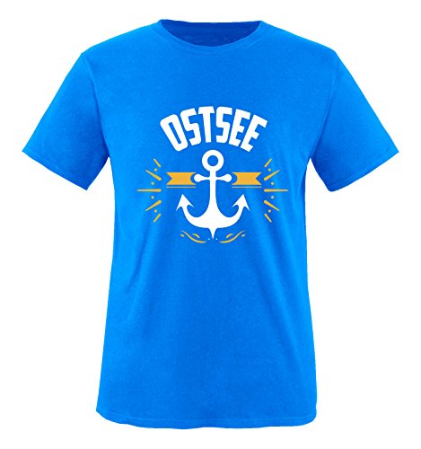 Comedy Shirts - OSTSEE - Anker - Herren T-Shirt - Royalblau/Weiss-Gelb Gr. L von Comedy Shirts