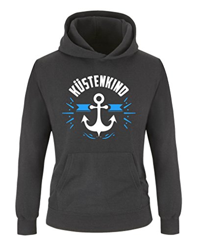 Comedy Shirts - OSTSEE - Anker - Jungen Hoodie - Schwarz/Weiss-Blau Gr. 116 von Comedy Shirts