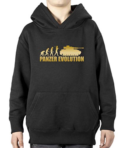 Comedy Shirts - Panzer Evolution - Jungen Hoodie - Schwarz/Gold Gr. 134/146 von Comedy Shirts