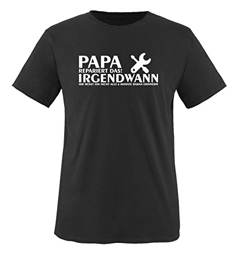 Comedy Shirts - Papa REPARIERT DAS! IRGENDWANN. - Herren T-Shirt - Schwarz/Weiss Gr. XL von Comedy Shirts