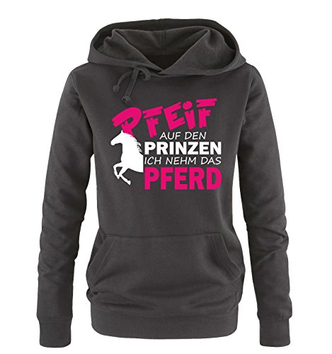 Comedy Shirts Pfeif auf den Prinzen - Damen Hoodie - Schwarz/Weiss-Pink Gr. M von Comedy Shirts