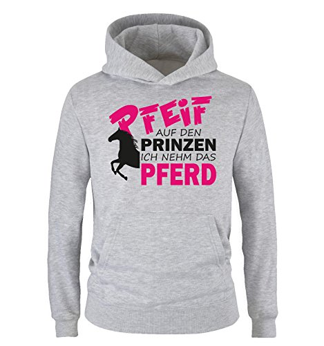 Comedy Shirts - Pfeif auf den Prinzen - Kinder Hoodie - Grau/Schwarz-Pink Gr. 152 von Comedy Shirts