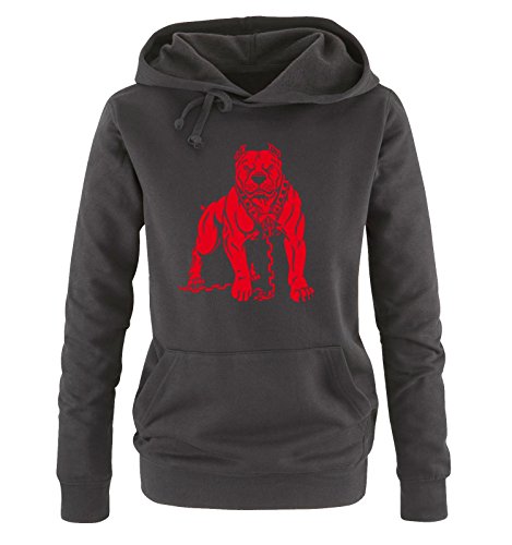 Comedy Shirts - Pitbull - Damen Hoodie - Schwarz/Rot Gr. L von Comedy Shirts