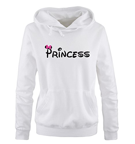 Comedy Shirts - Princess - Minnie - Damen Hoodie - Weiss / Schwarz-Pink Gr. M von Comedy Shirts