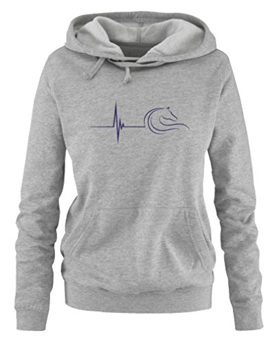 Comedy Shirts - Pulsschlag Pferd - Damen Hoodie - Grau/Lila Gr. M von Comedy Shirts