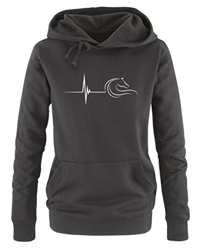 Comedy Shirts - Pulsschlag Pferd - Damen Hoodie - Schwarz/Weiss Gr. M Comedy Shirts - Pulsschlag Pferd - Damen Hoodie - Schwarz/Weiss Gr. M von Comedy Shirts