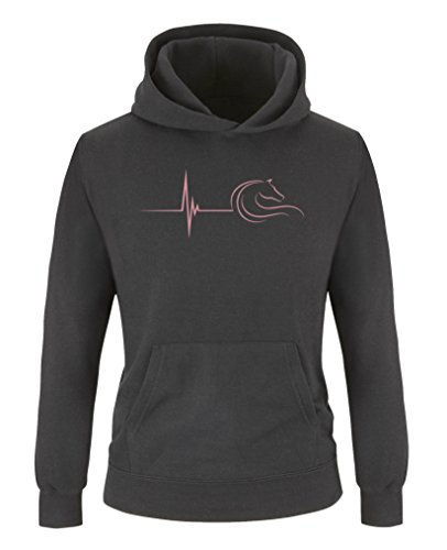 Comedy Shirts - Pulsschlag Pferd - Mädchen Hoodie - Schwarz/Rosa Gr. 152/164 von Comedy Shirts