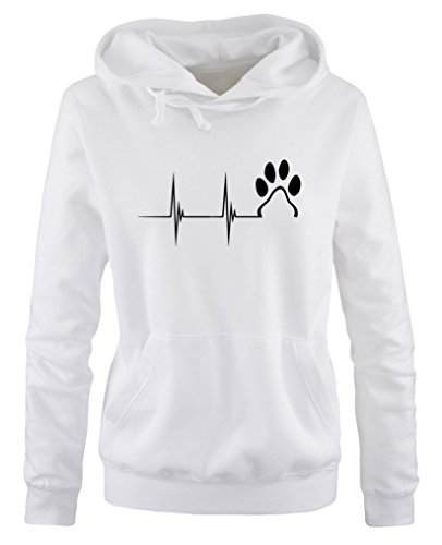 Comedy Shirts - Pulsschlag Pfote - Damen Hoodie - Weiss/Schwarz Gr. L Comedy Shirts - Pulsschlag Pfote - Damen Hoodie - Weiss/Schwarz Gr. L von Comedy Shirts