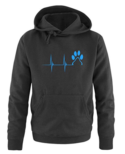 Comedy Shirts - Pulsschlag Pfote - Herren Hoodie - Schwarz/Blau Gr. XXL von Comedy Shirts