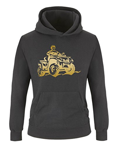 Comedy Shirts - Quad ATV - Jungen Hoodie - Schwarz/Gold Gr. 134/146 von Comedy Shirts