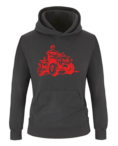 Comedy Shirts - Quad ATV - Jungen Hoodie - Schwarz/Rot Gr. 134/146 von Comedy Shirts