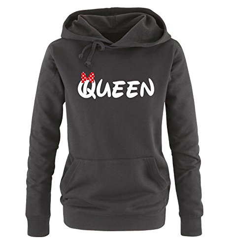 Comedy Shirts - Queen - Comic - Damen Hoodie - Schwarz/Weiss-Rot Gr. M von Comedy Shirts