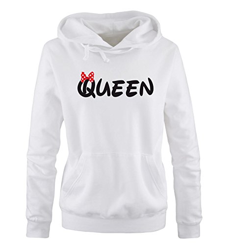 Comedy Shirts - Queen - Comic - Damen Hoodie - Weiss/Schwarz-Rot Gr. M von Comedy Shirts