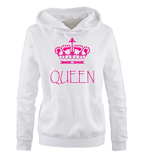 Comedy Shirts - Queen - Damen Hoodie - Weiss / Pink Gr. XL von Comedy Shirts