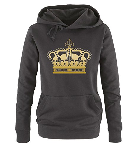 Comedy Shirts Queen - Krone - Damen Hoodie - Schwarz/Gold Gr. L von Comedy Shirts