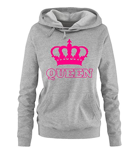 Comedy Shirts - Queen - Krone II - Damen Hoodie - Grau / Pink Gr. M von Comedy Shirts