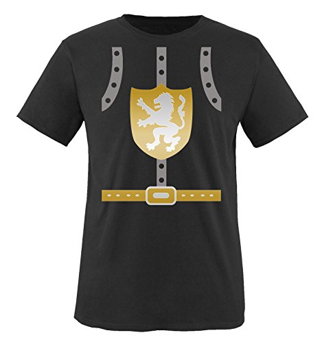 Comedy Shirts - Ritter KOSTÜM II - Kinder T-Shirt - Schwarz/Silber-Gold Gr. 134-146 von Comedy Shirts