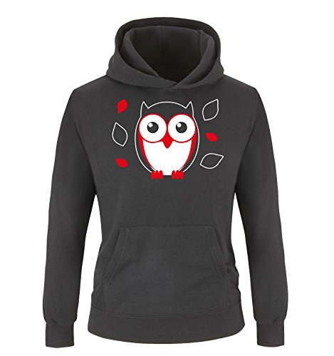 Comedy Shirts - SÜßE Eule - Kinder Hoodie - Schwarz/Weiss-Rot Gr. 152 von Comedy Shirts