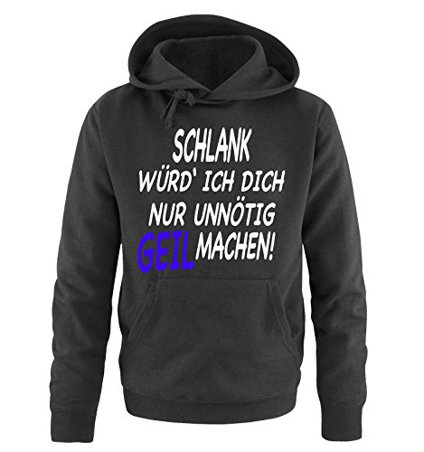 Comedy Shirts Schlank würd' ich Dich nur unnötig GEIL Machen! - Herren Hoodie - Schwarz/Weiss-Royalblau Gr. 5XL von Comedy Shirts