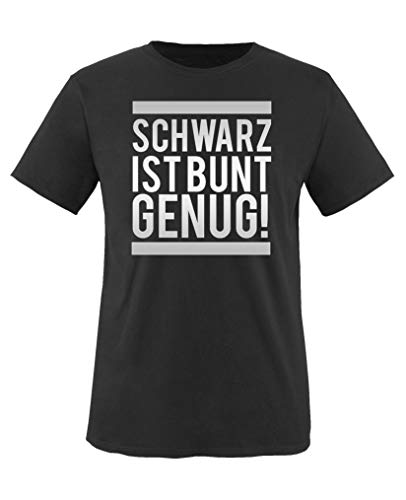 Comedy Shirts - Schwarz ist bunt genug! - Jungen T-Shirt - Schwarz/Silber Gr. 152-164 von Comedy Shirts