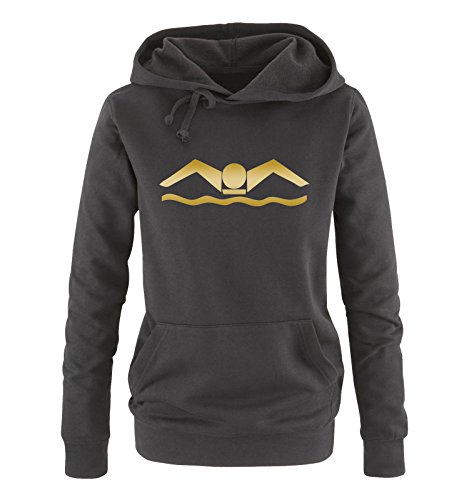 Comedy Shirts Schwimmer - Damen Hoodie - Schwarz/Gold Gr. L von Comedy Shirts