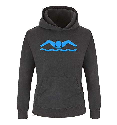 Comedy Shirts - Schwimmer - Mädchen Hoodie - Schwarz/Blau Gr. 152 von Comedy Shirts