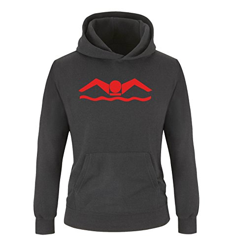 Comedy Shirts - Schwimmer - Mädchen Hoodie - Schwarz/Rot Gr. 152 von Comedy Shirts