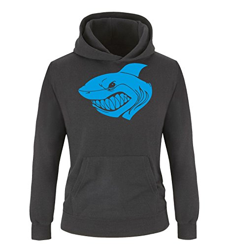 Comedy Shirts - Shark - Kinder Hoodie - Schwarz/Blau Gr. 152/164 von Comedy Shirts