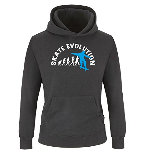 Comedy Shirts - Skate Evolution - Kinder Hoodie - Schwarz/Weiss-Blau Gr. 140 von Comedy Shirts