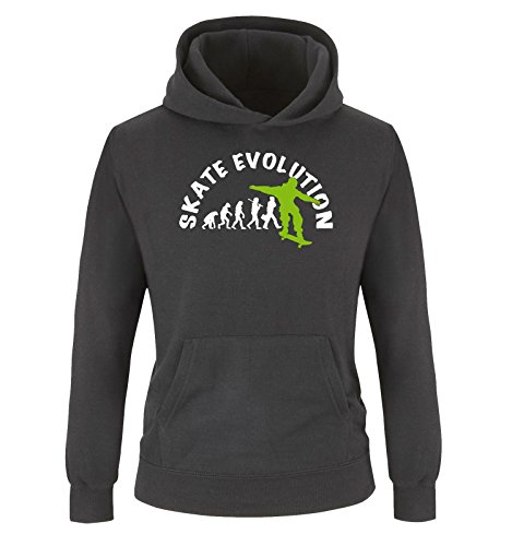 Comedy Shirts - Skate Evolution - Kinder Hoodie - Schwarz/Weiss-Grün Gr. 152 von Comedy Shirts