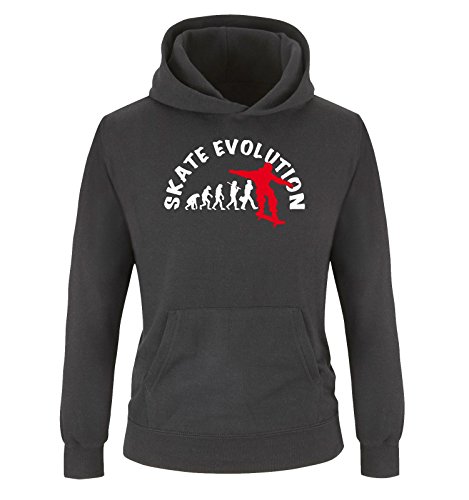 Comedy Shirts - Skate Evolution - Kinder Hoodie - Schwarz/Weiss-Rot Gr. 152 von Comedy Shirts
