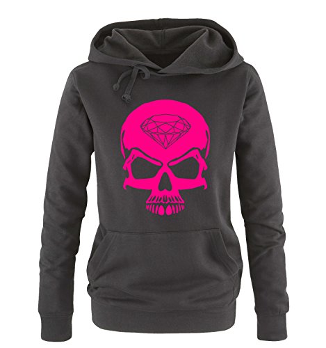 Comedy Shirts Skull Diamond - Damen Hoodie - Schwarz/Pink Gr. XL von Comedy Shirts