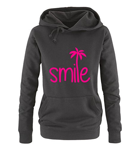 Comedy Shirts Smile - Palme - Damen Hoodie - Schwarz/Pink Gr. L von Comedy Shirts