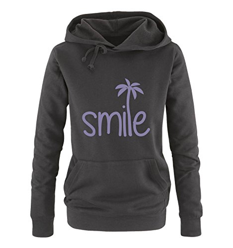 Comedy Shirts Smile - Palme - Damen Hoodie - Schwarz/Violett Gr. XXL von Comedy Shirts