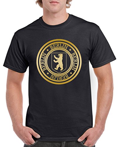 Comedy Shirts - Stadtwappen Berlin - Herren T-Shirt - Schwarz/Gold Gr. 4XL von Comedy Shirts