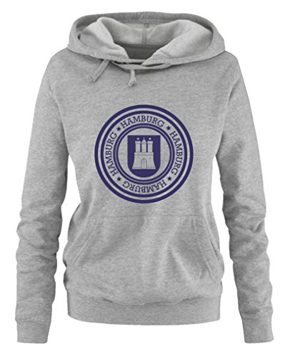 Comedy Shirts Stadtwappen Hamburg - Damen Hoodie - Grau/Lila Gr. XL von Comedy Shirts