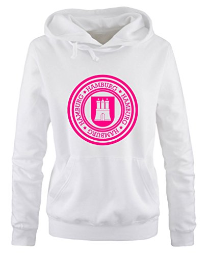 Comedy Shirts Stadtwappen Hamburg - Damen Hoodie - Weiss/Pink Gr. XL von Comedy Shirts