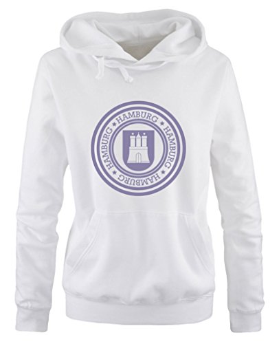 Comedy Shirts Stadtwappen Hamburg - Damen Hoodie - Weiss/Violett Gr. M von Comedy Shirts