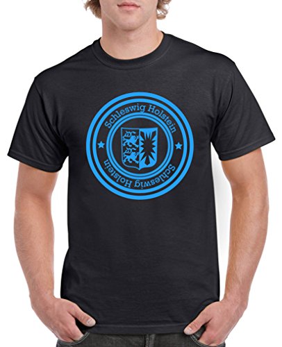 Comedy Shirts - Stadtwappen Schleswig Holstein - Herren T-Shirt - Schwarz/Blau Gr. 3XL von Comedy Shirts