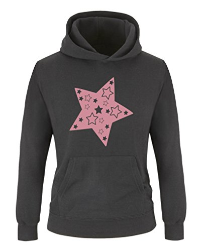 Comedy Shirts - Stern - Mädchen Hoodie - Schwarz/Rosa Gr. 152/164 von Comedy Shirts