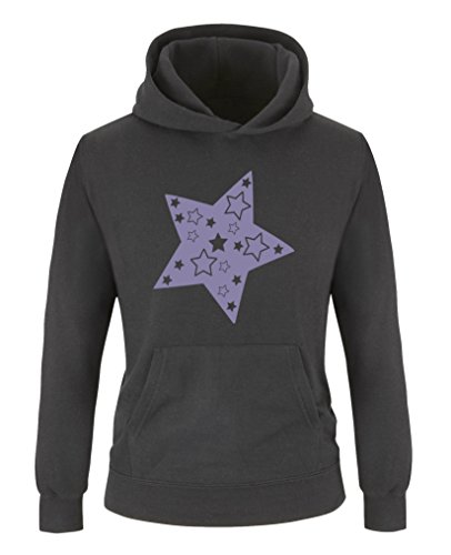 Comedy Shirts - Stern - Mädchen Hoodie - Schwarz/Violett Gr. 152/164 von Comedy Shirts