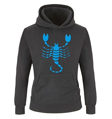 Comedy Shirts - Sternzeichen - Skorpion - Kinder Hoodie - Schwarz/Blau Gr. 134/146 von Comedy Shirts