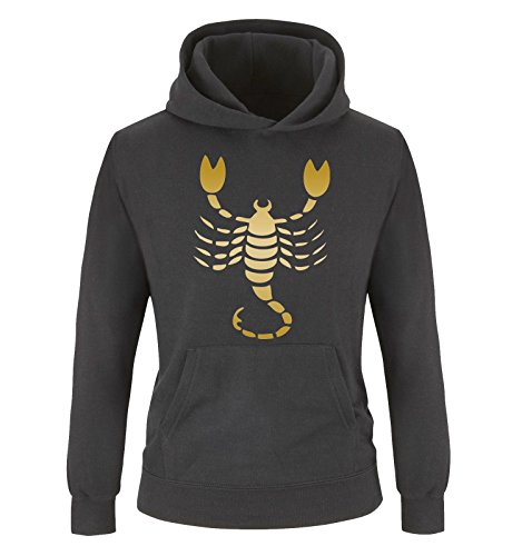 Comedy Shirts - Sternzeichen - Skorpion - Kinder Hoodie - Schwarz/Gold Gr. 134/146 von Comedy Shirts