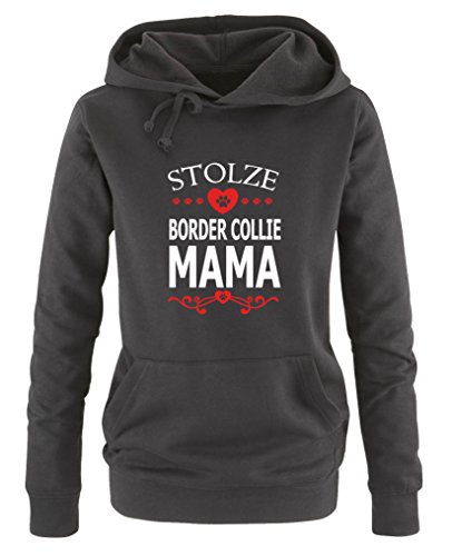 Comedy Shirts Stolze Border Collie Mama - Damen Hoodie - Schwarz/Weiss-Rot Gr. XXL von Comedy Shirts