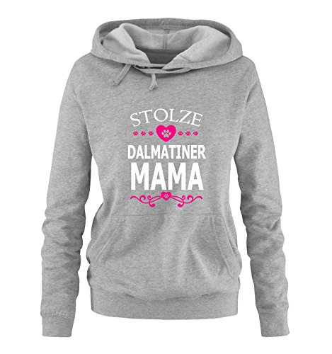 Comedy Shirts Stolze Dalmatiner Mama - Herz - Damen Hoodie - Grau/Weiss-Pink Gr. XXL von Comedy Shirts